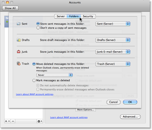 mac outlook 2011 email settings for sbcglobal